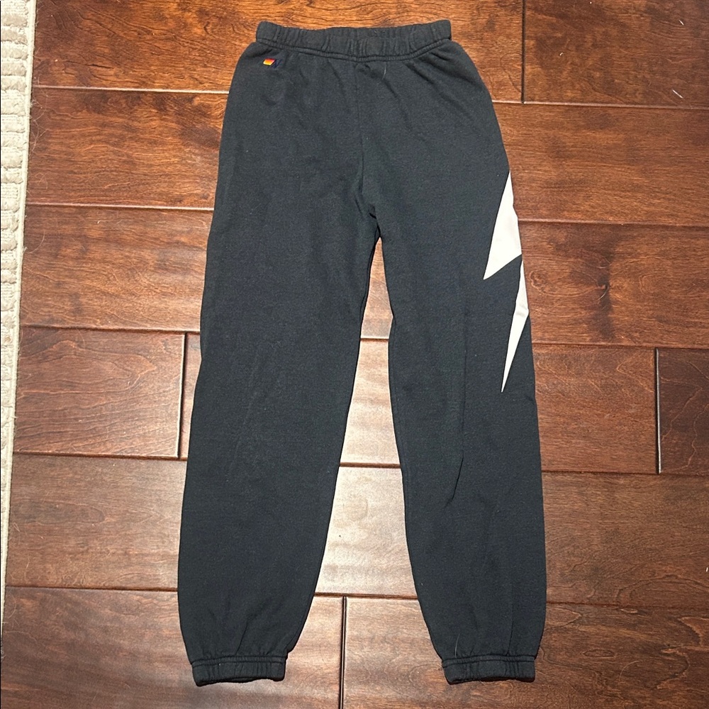 Aviator Nation Kids Black Joggers with White Stripe